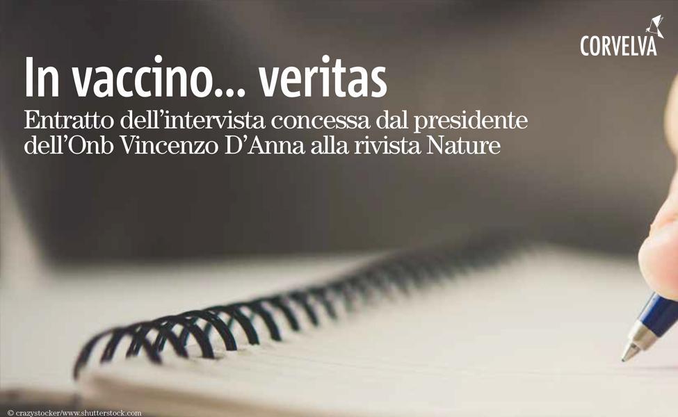Estratto dell’intervista concessa dal presidente dell’Onb Vincenzo D’Anna alla rivista Nature