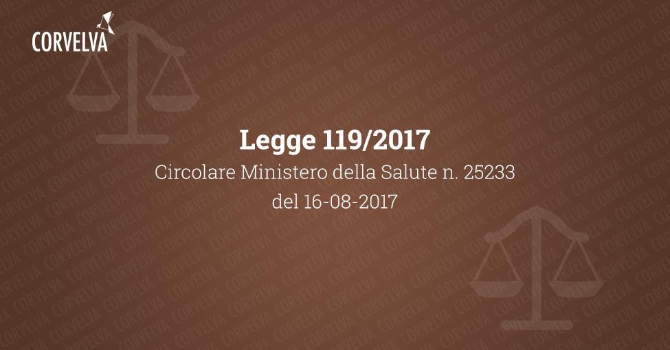 Circolare Ministero della Salute n. 25233 del 16-08-2017