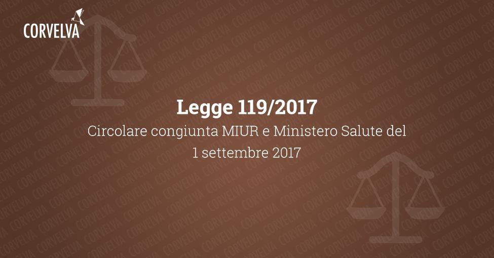 Joint MIUR and Ministry of Health circular of 1 September 2017