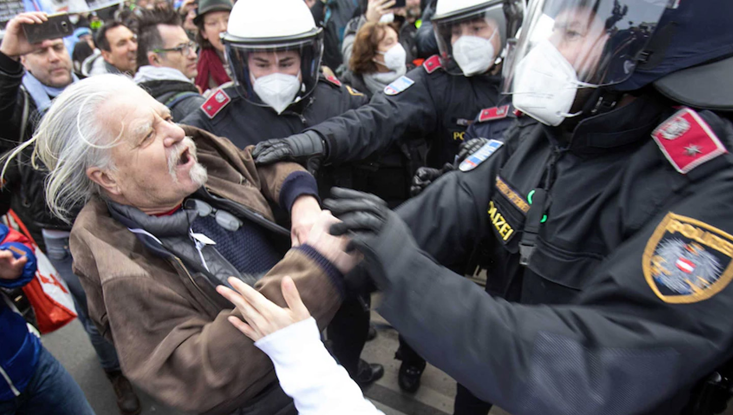 Januar 2021 | Österreich | Verhaftungen und Gewalt gegen Demonstranten, die nach dem dritten Lockdown protestierten